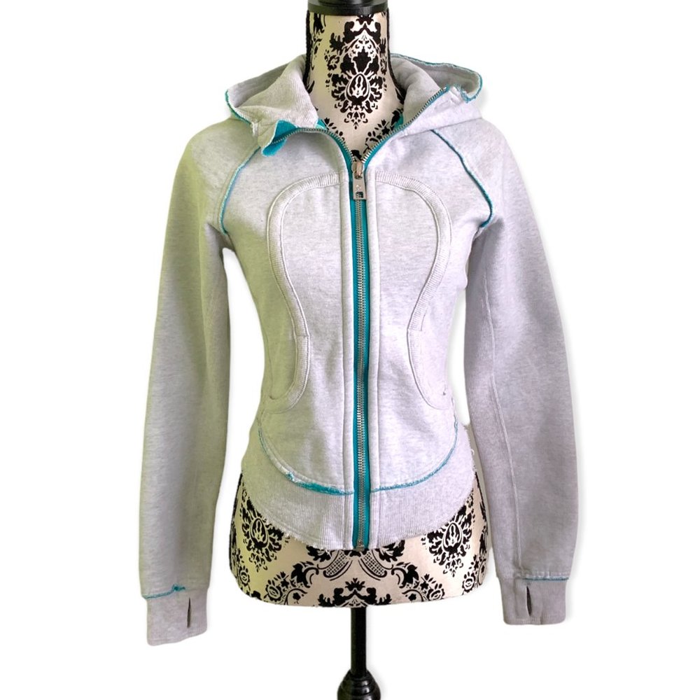 Lululemon Distressed Cropped Scuba Hoodie Jacket Sz 4
